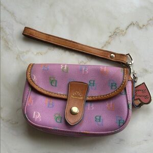 Dooney & Bourke Lavender Multicolor Logo Wristlet